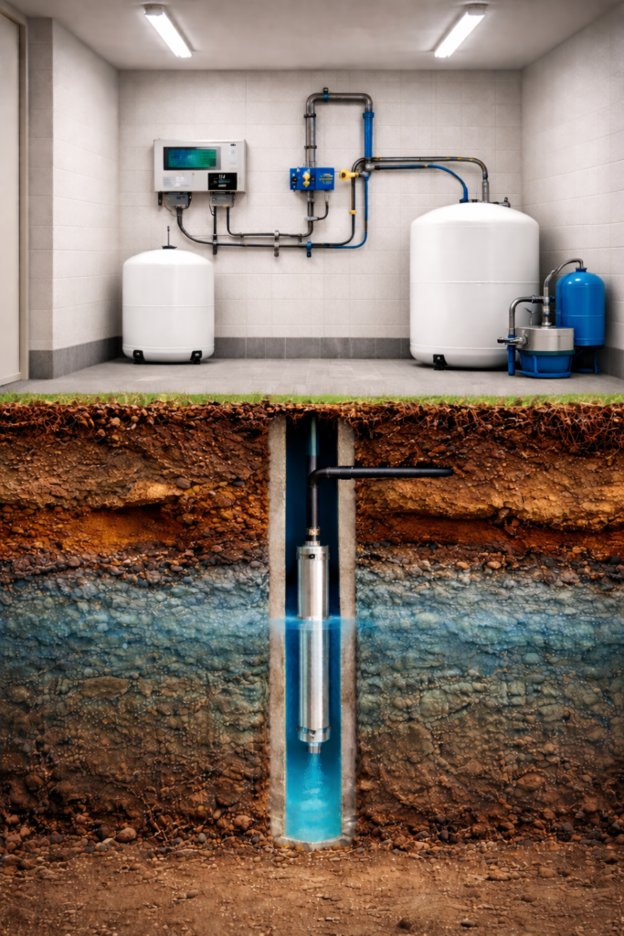 Esquema para tratamiento de agua de pozo estándar